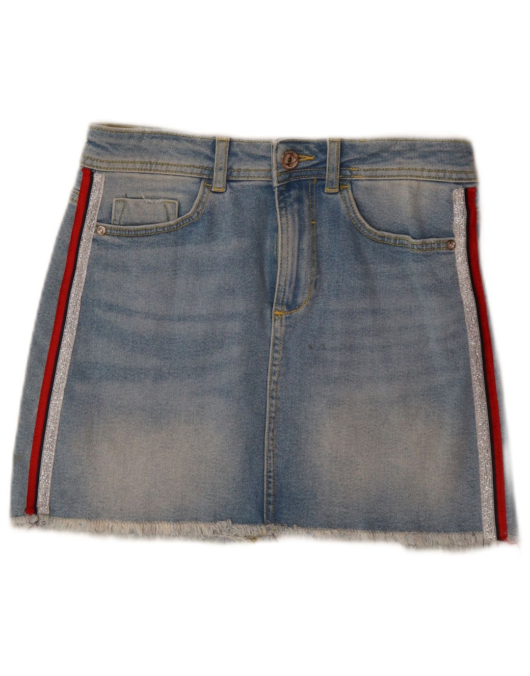 ZARA Womens Denim Skirt XS W26  Blue Striped