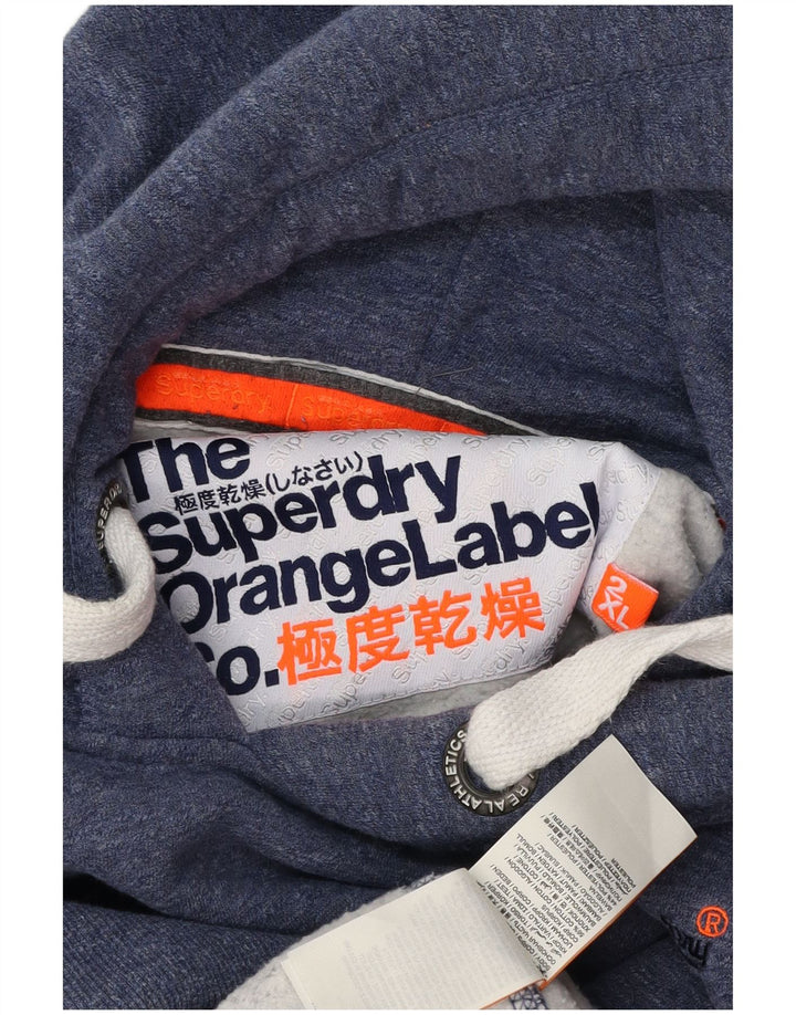 SUPERDRY Мужской джемпер с капюшоном 2XL, синий в крапинку, хлопок