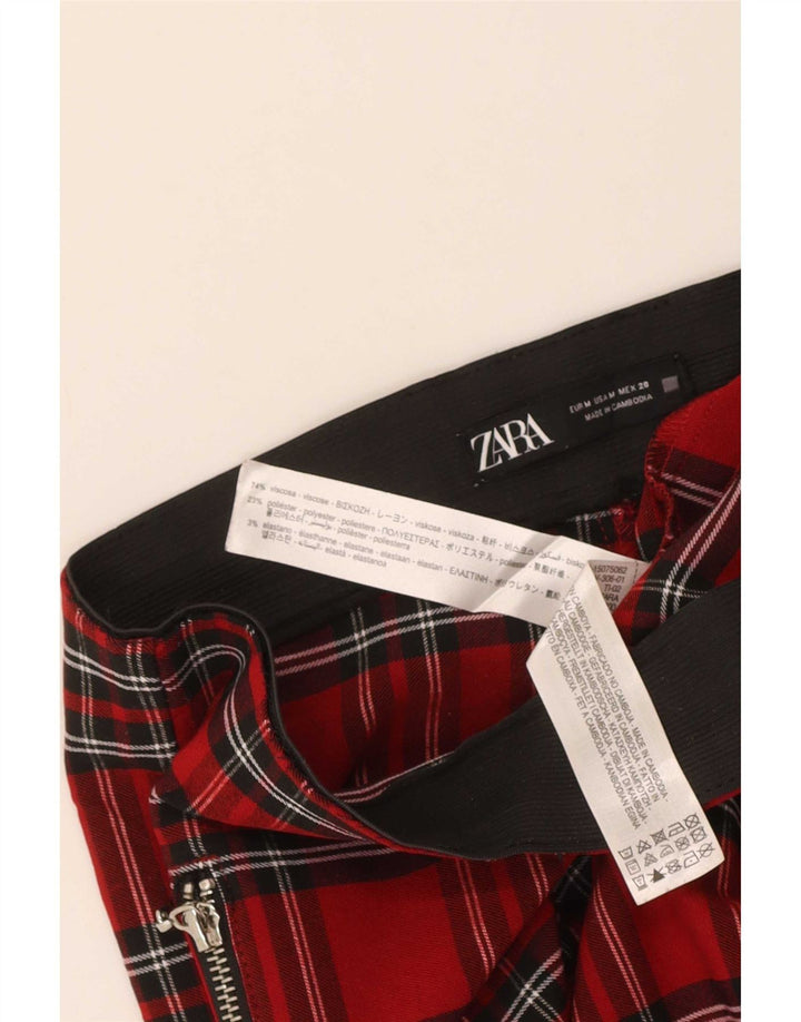 Zara Женские узкие повседневные брюки среднего размера W28 L26 в красную клетку из вискозы