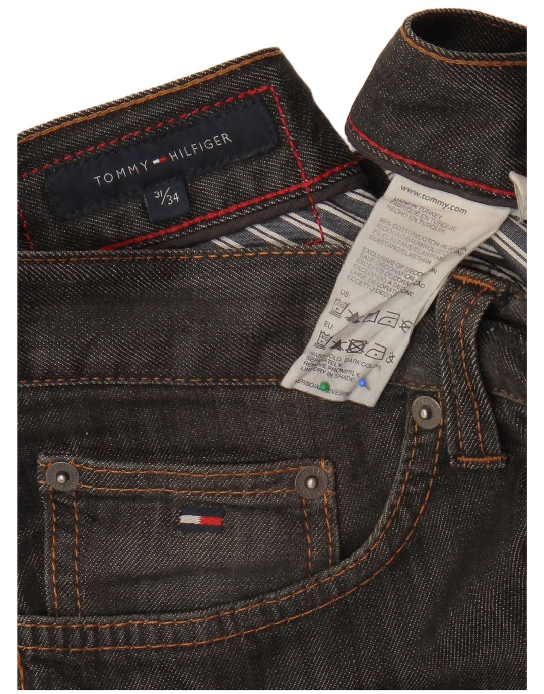 TOMMY HILFIGER Мужские прямые джинсы W31 L28 Серые хлопковые