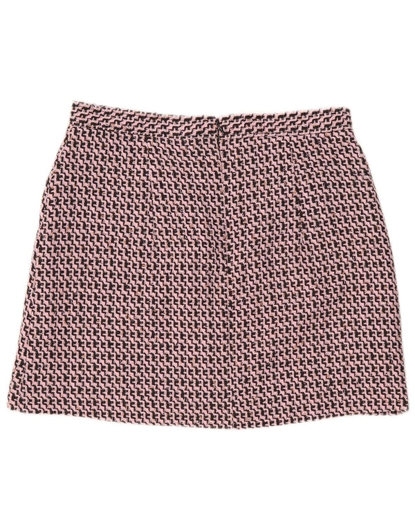 Женская мини-юбка Topshop UK 14, большая W32, полиэстер с розовым шевроном