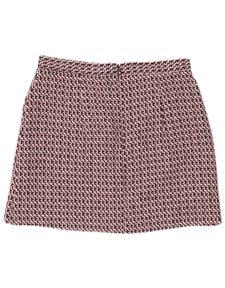 Женская мини-юбка Topshop UK 14, большая W32, полиэстер с розовым шевроном