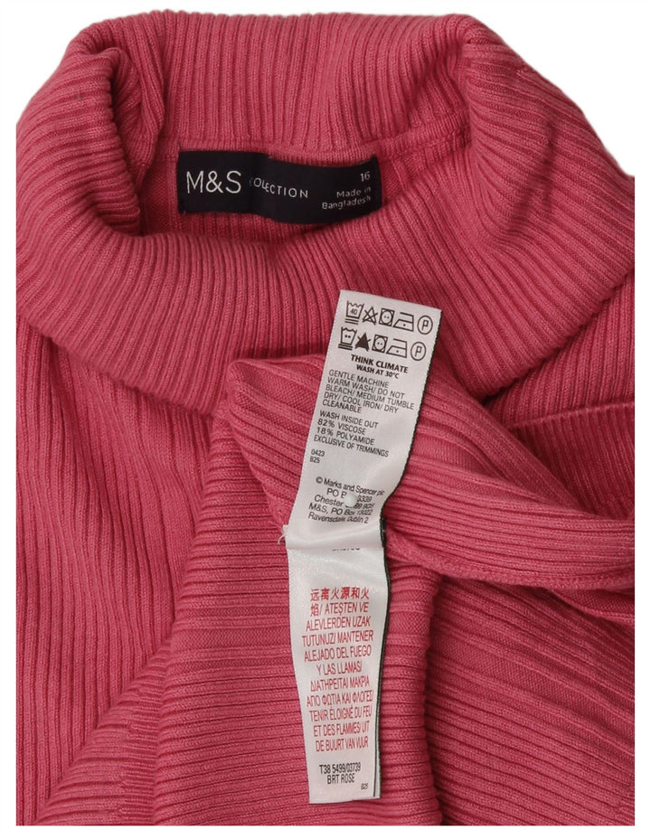Женский джемпер с высоким воротником Marks & Spencer, Великобритания, 16, большой розовый, вискоза