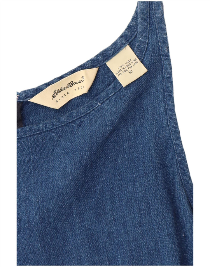 EDDIE BAUER Женское платье-футляр без рукавов, США 10, большое синее льняное платье