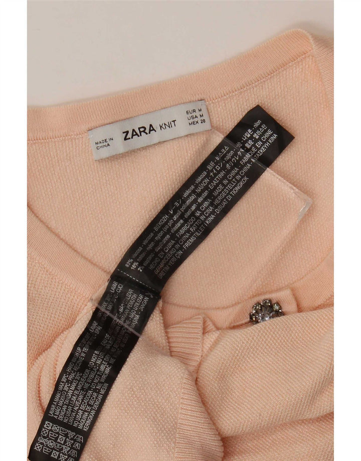 Женский кардиган Zara UK 12, вискоза среднего розового цвета