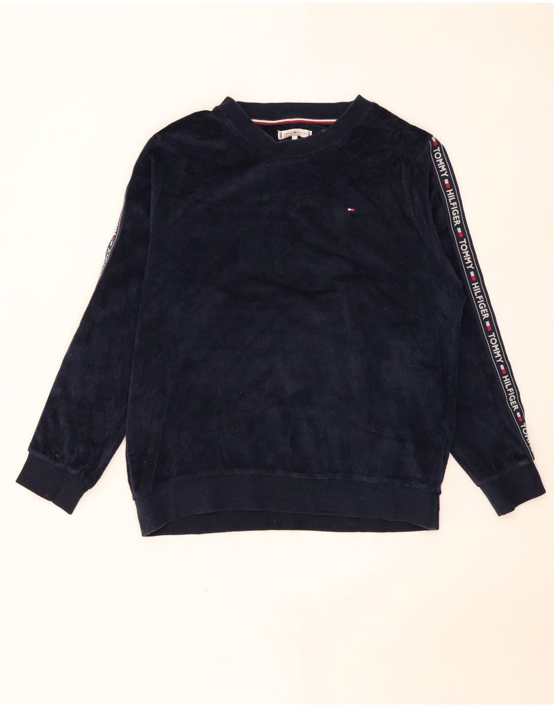 Tommy Hilfiger Мужской свитшот с графическим рисунком, средний темно-синий с цветными блоками