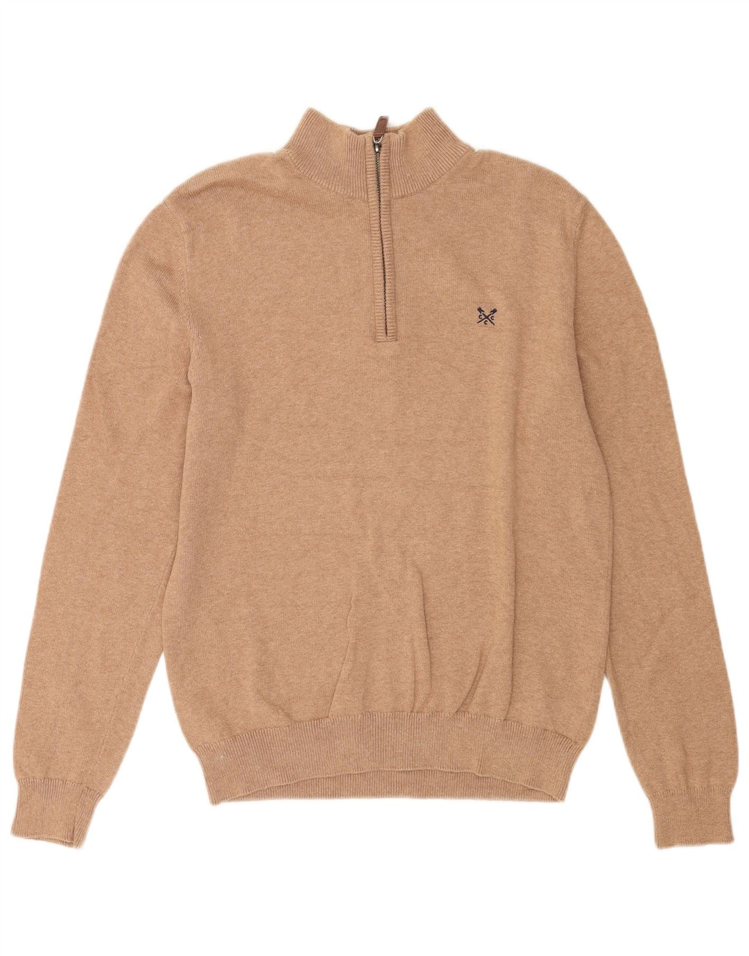 Crew Clothing Мужской джемпер с воротником на молнии, свитер среднего коричневого цвета, хлопок