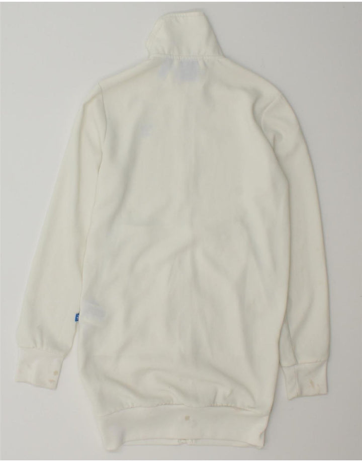 ADIDAS Womens Longline Tracksuit Top Jacket UK 6 XS  White Vintage Adidas and Second-Hand Adidas from Messina Hembry 