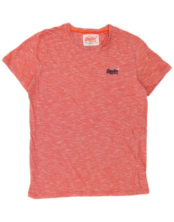 SUPERDRY Mens T-Shirt Top Large Red Flecked Cotton