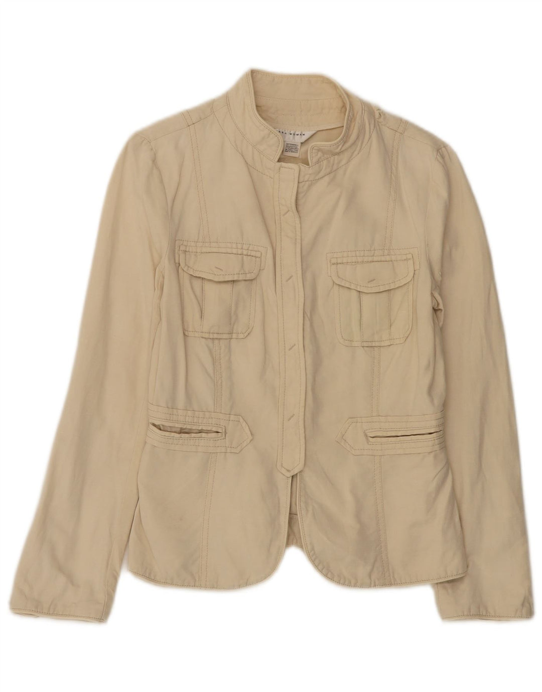 Женская куртка Zara UK 12, средний цвет, бежевый хлопок
