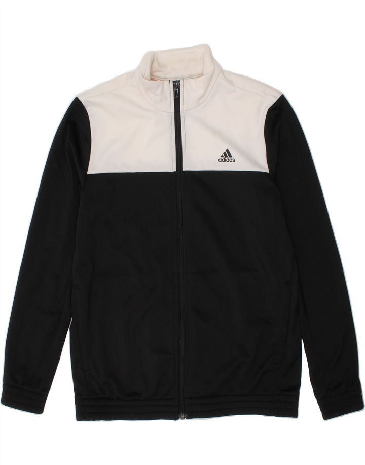 ADIDAS Boys Tracksuit Top Jacket 13-14 Years Black Colourblock Polyester Vintage Adidas and Second-Hand Adidas from Messina Hembry 