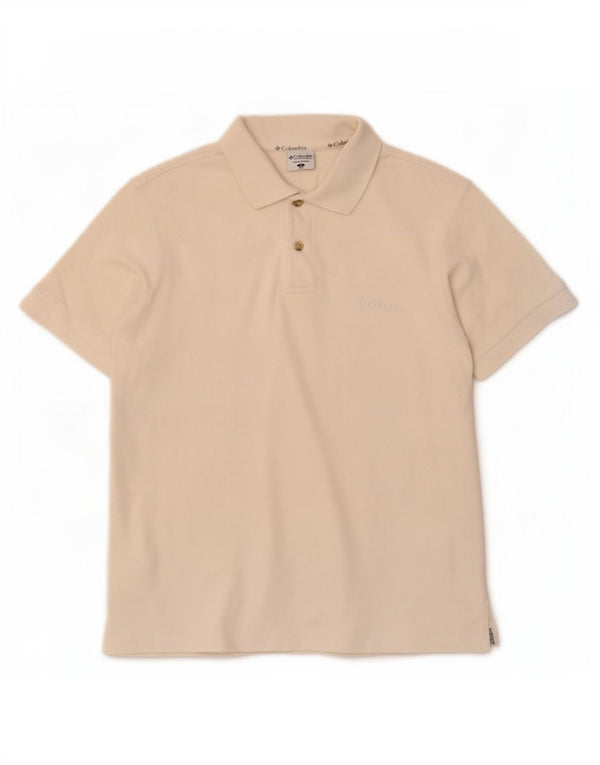 Columbia Mens Polo Shirt Small Off White Cotton