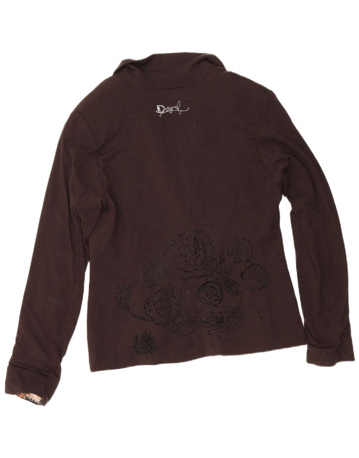 Женский пиджак Desigual на 1 пуговице EU 40, средний черный с цветочным принтом