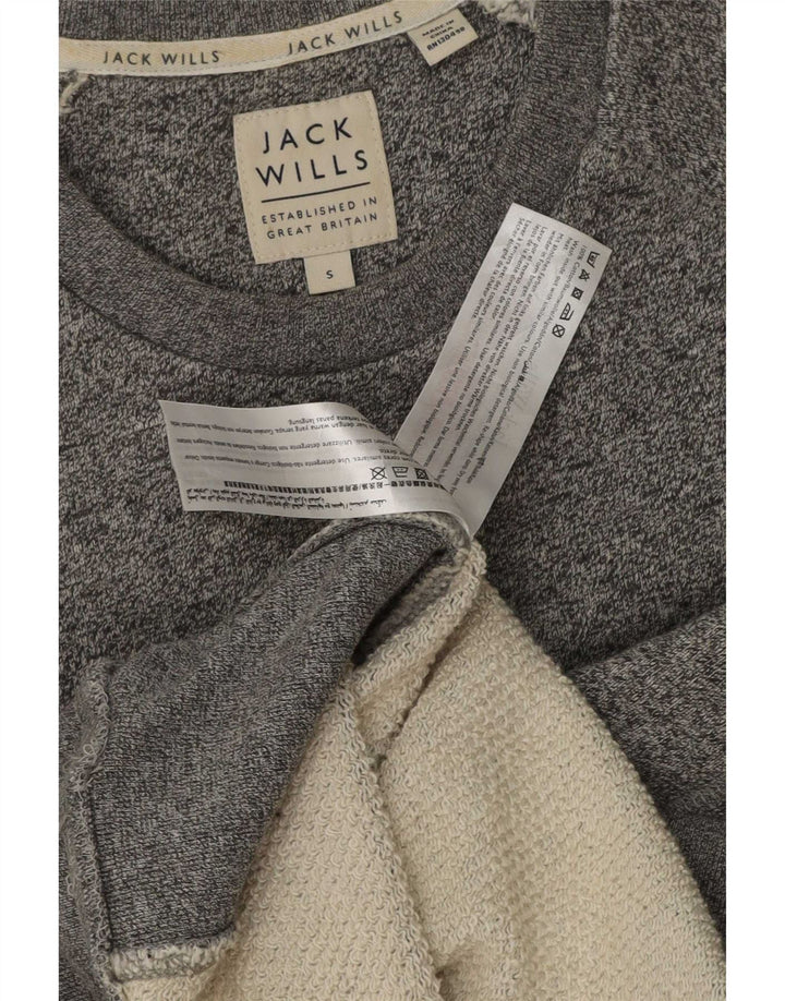 Мужской свитшот с рисунком Jack Wills, маленький серый хлопковый джемпер в крапинку