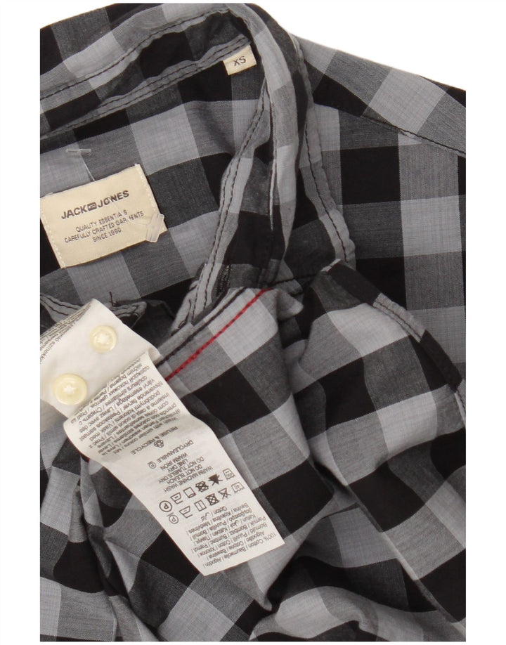 Мужская рубашка Jack & Jones XS серая, хлопок в мелкую клетку