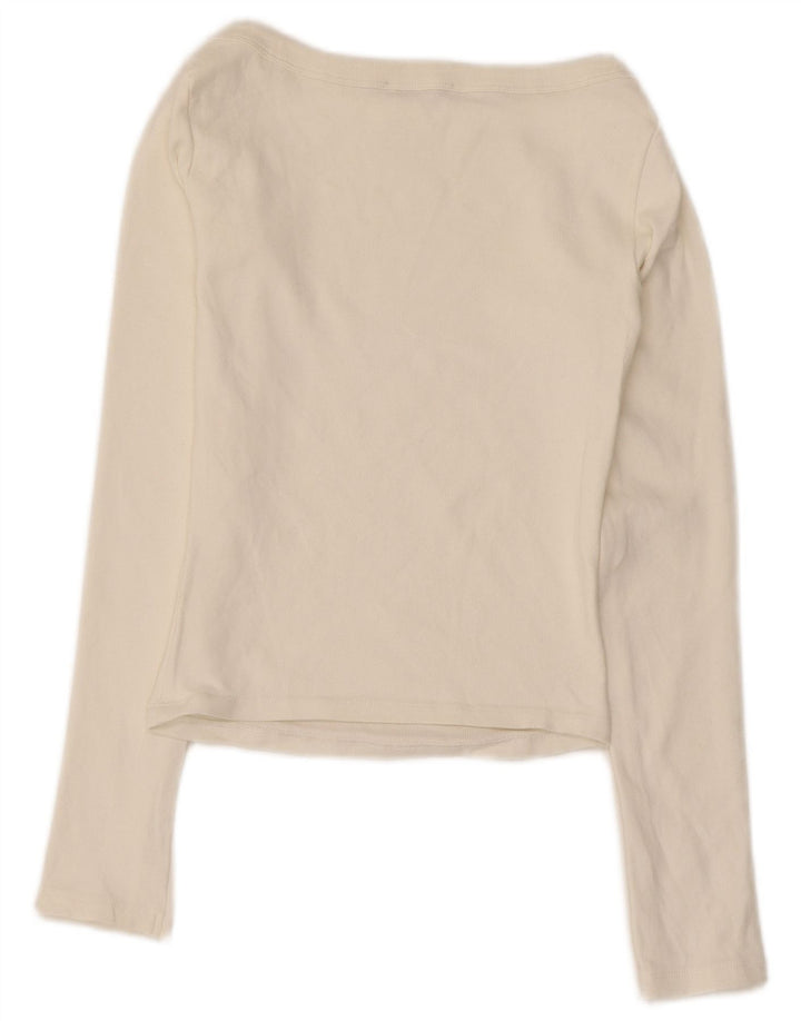 Женский укороченный топ Zara UK 12 с длинным рукавом, средний, белый