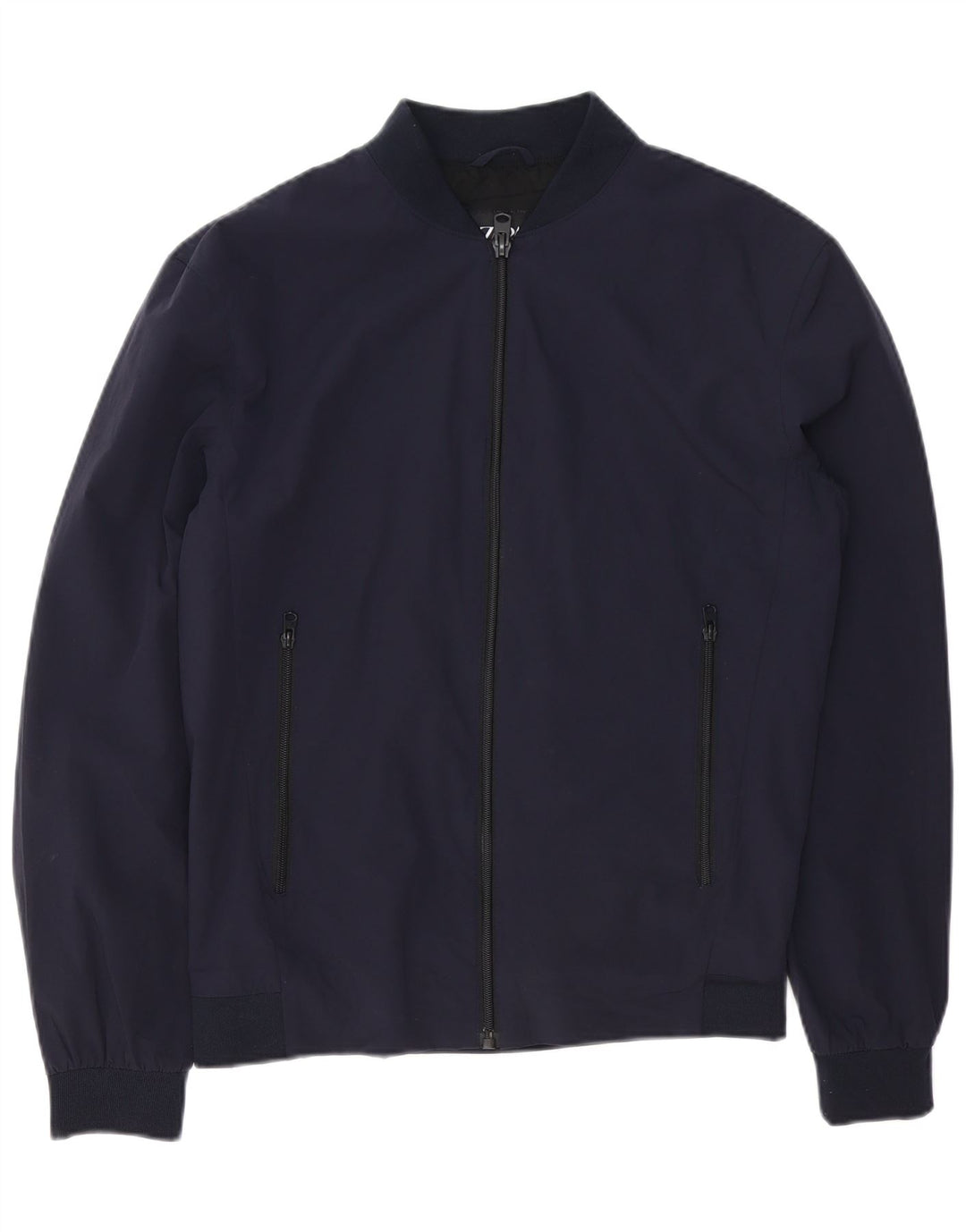 Мужская куртка-бомбер Zara UK 38, средний темно-синий нейлон