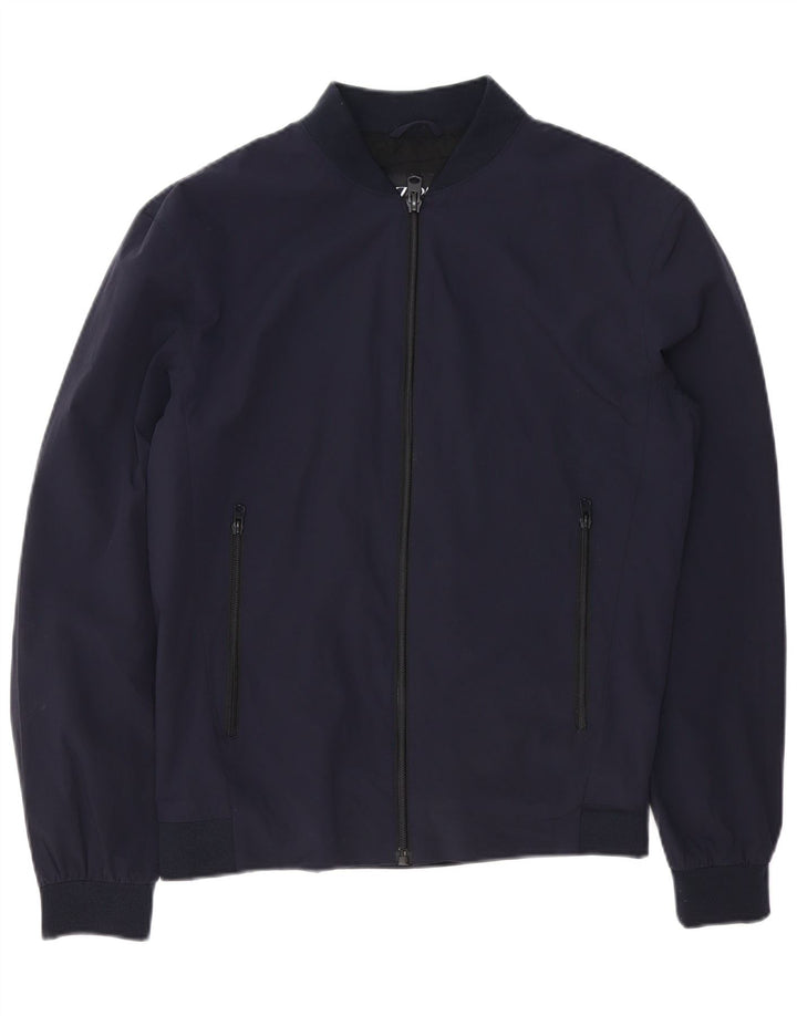 Мужская куртка-бомбер Zara UK 38, средний темно-синий нейлон