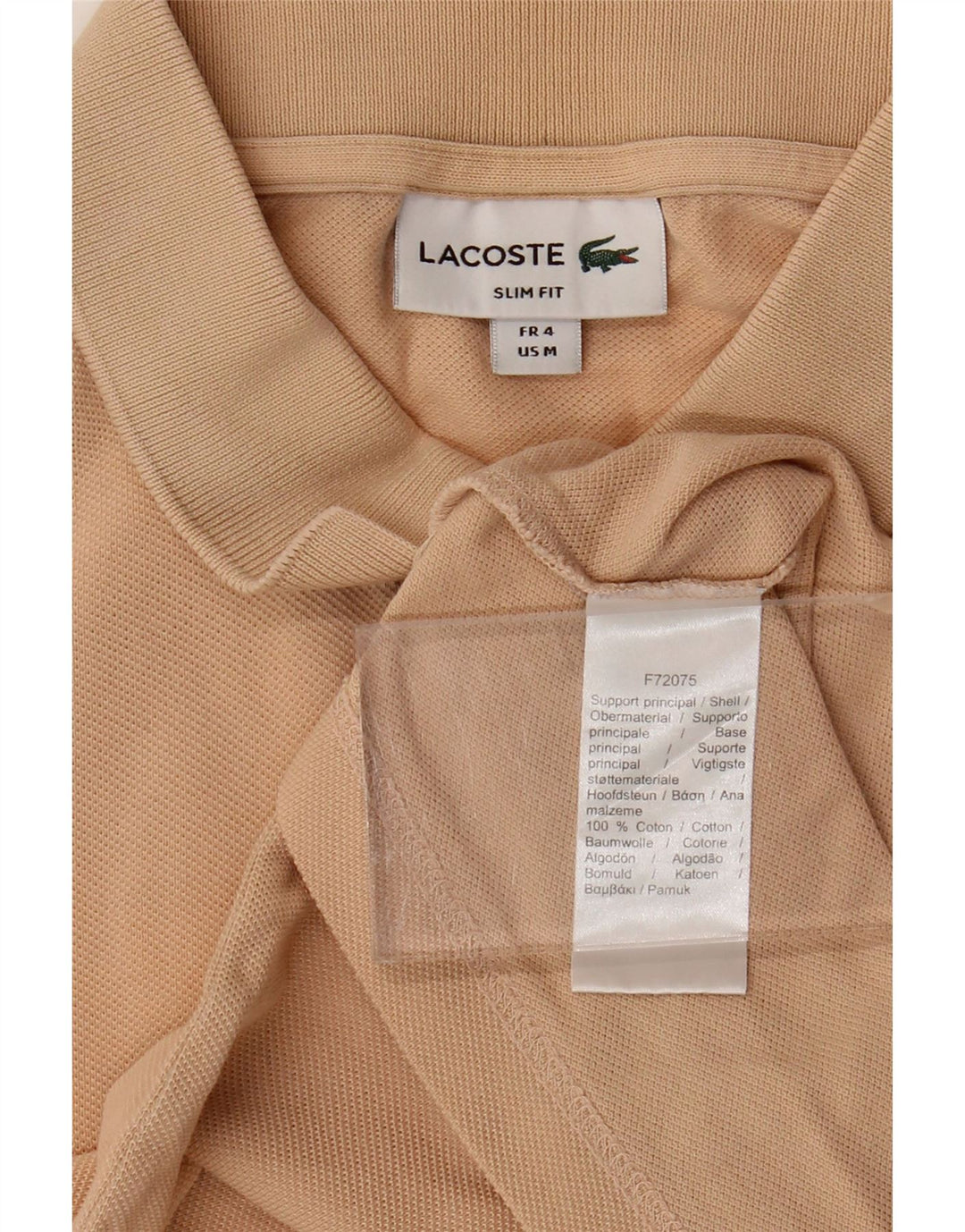 Мужская рубашка-поло приталенного кроя Lacoste, размер 4, средний бежевый хлопок