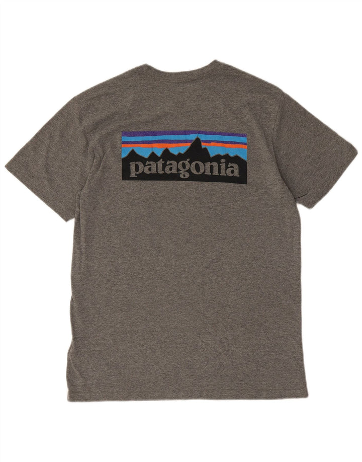 Мужская футболка Patagonia стандартного кроя с рисунком, топ из хлопка среднего серого цвета с крапинками
