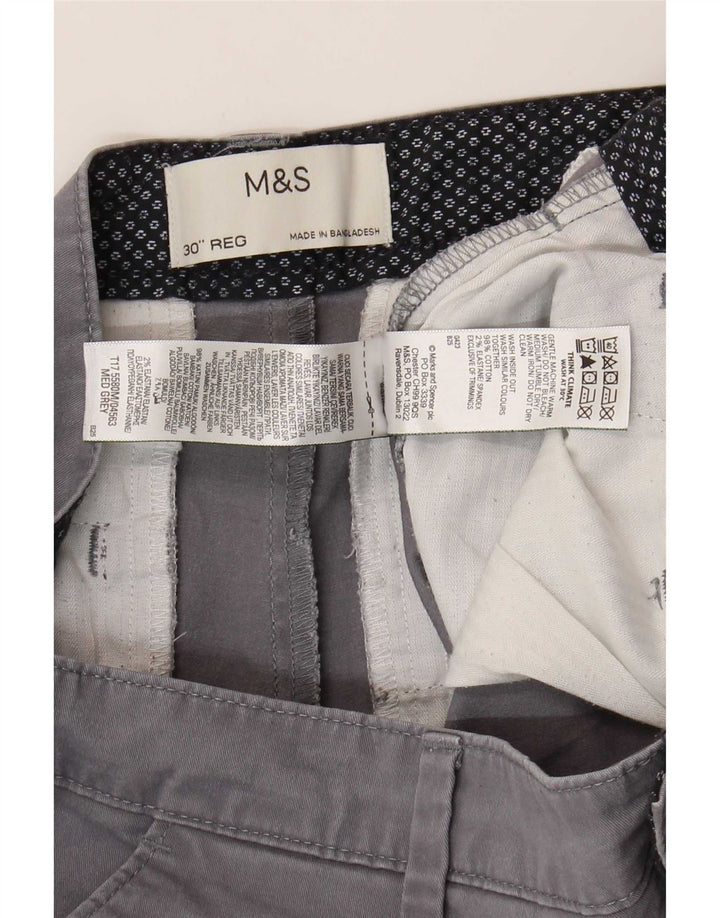 Мужские шорты чинос Marks & Spencer W30 среднего серого цвета, хлопок