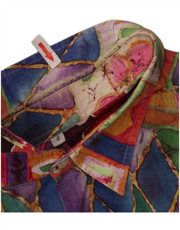 VINTAGE Мужская рубашка с коротким рукавом, большая разноцветная с геометрическим рисунком