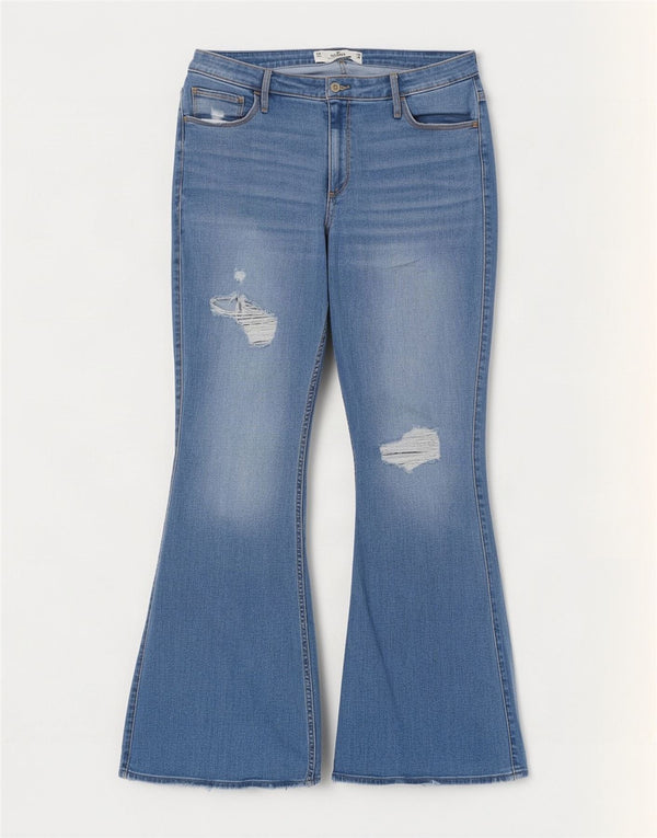 Женские расклешенные джинсы с высокой посадкой Hollister W34 L32 синие