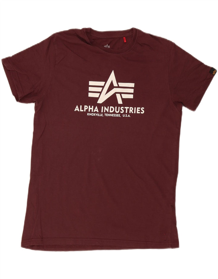 Мужская футболка с рисунком Alpha Industries, средний бордовый хлопок, хлопок