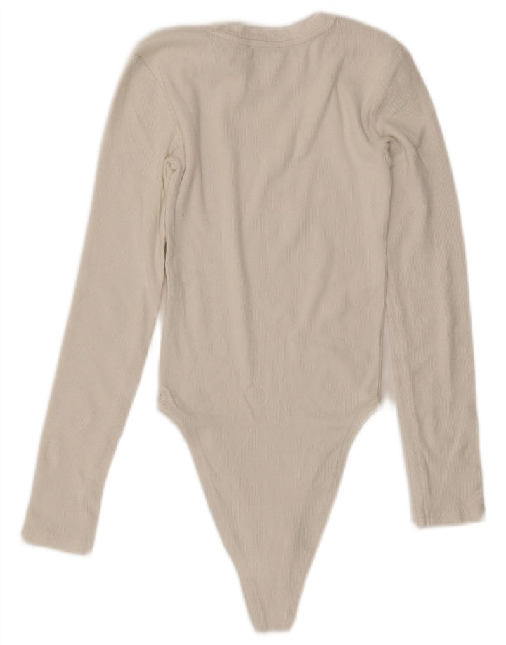 Женское боди с длинными рукавами ZARA UK 8, маленький размер, белый хлопок