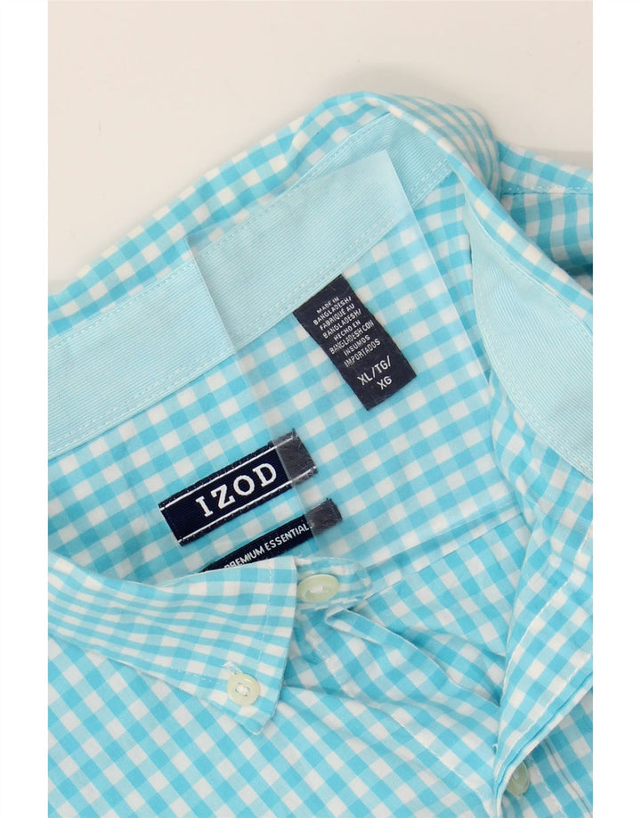 IZOD Mens Shirt XL Blue Gingham Cotton Vintage Izod and Second-Hand Izod from Messina Hembry 
