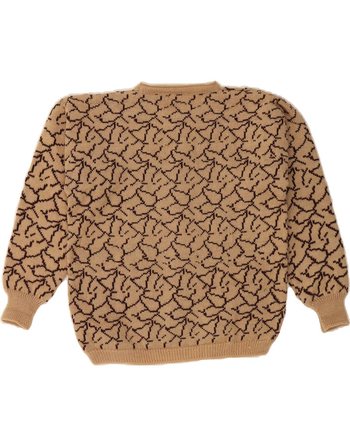 VINTAGE Womens Crew Neck Jumper Sweater UK 14 Medium Beige Vintage Vintage and Second-Hand Vintage from Messina Hembry 