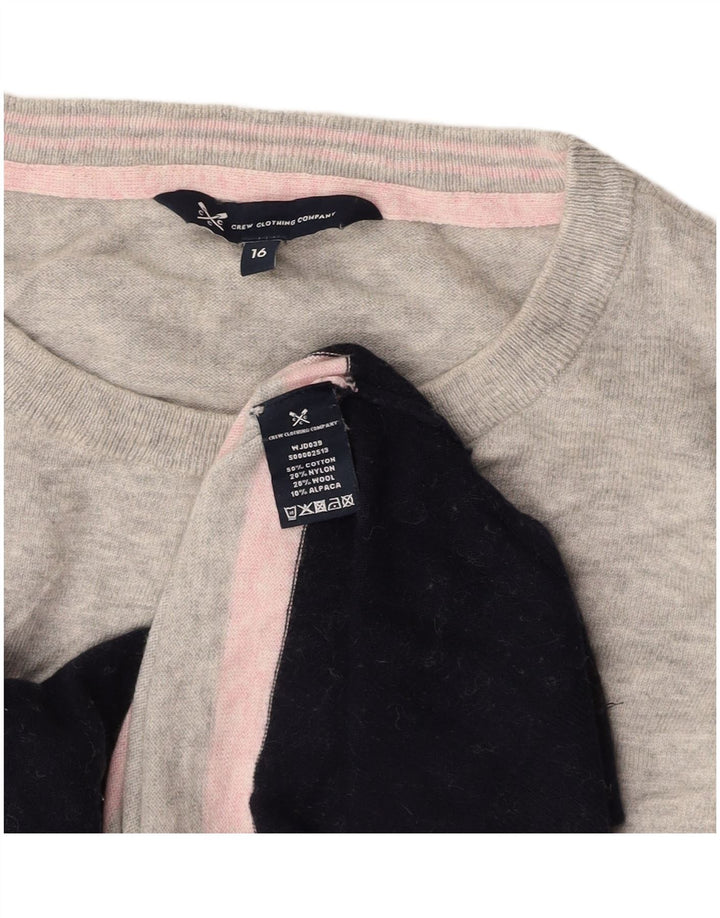 ОДЕЖДА ДЛЯ ЭКИПАЖА Женский джемпер с круглым вырезом, Великобритания, 16, большой серый цвет с цветными блоками