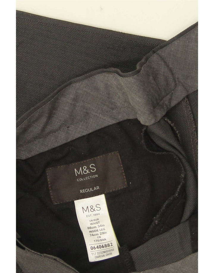 Мужские прямые брюки обычного костюма Marks & Spencer W34 L29 серые из полиэстера