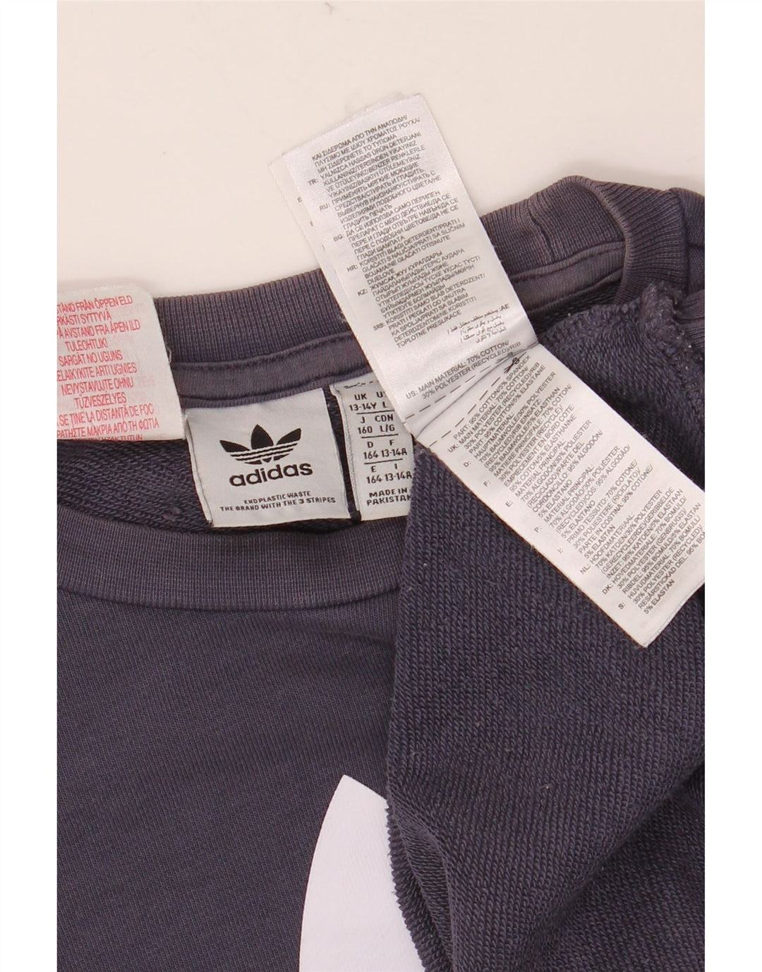 Джемпер с рисунком ADIDAS для мальчиков 13-14 лет, темно-синий, хлопок