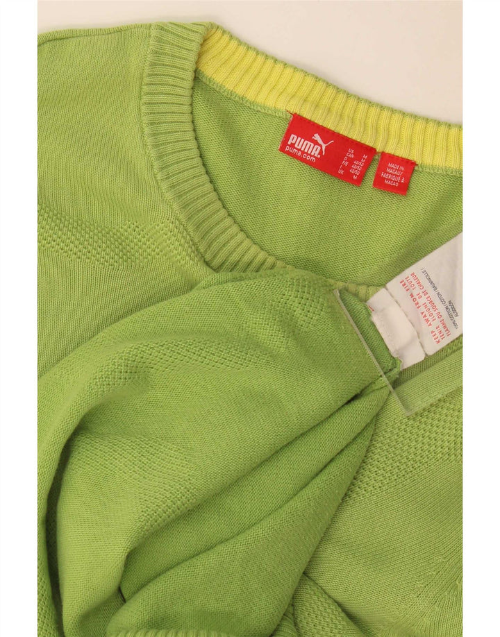 Мужской джемпер с круглым вырезом Puma, хлопковый свитер среднего зеленого цвета