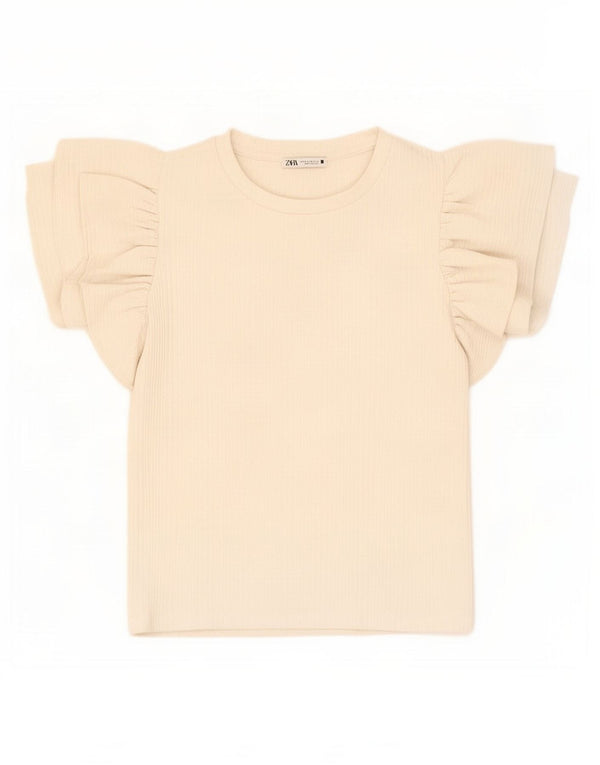 Женская укороченная блузка Zara UK 12, средний цвет: белый полиэстер