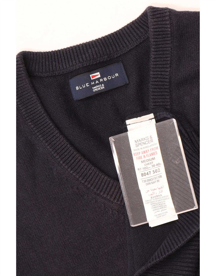 Мужская майка Marks & Spencer Blue Harbour Vest среднего размера, темно-синяя, хлопковая