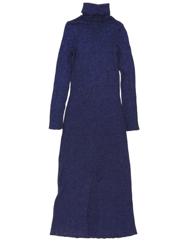 Женское платье-джемпер с длинными рукавами Zara UK 8, маленькое темно-синее, вискоза с крапинками