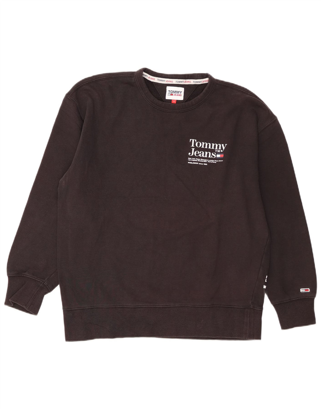 Мужской свитшот с рисунком Tommy Hilfiger, маленький черный хлопковый джемпер