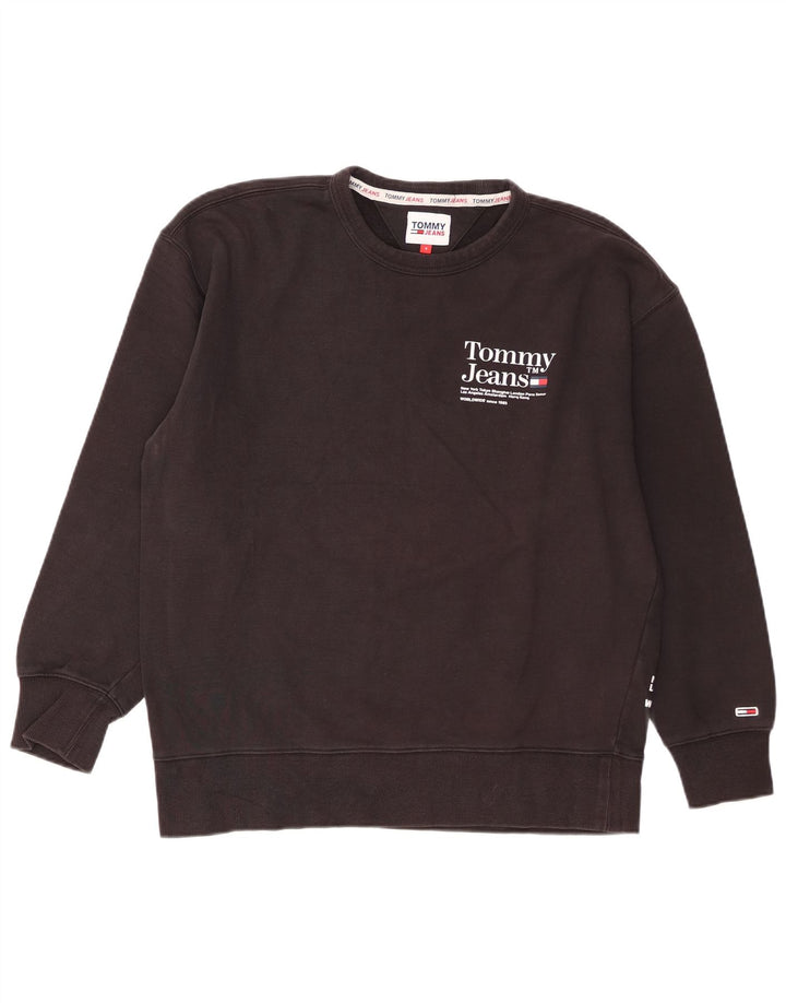 Мужской свитшот с рисунком Tommy Hilfiger, маленький черный хлопковый джемпер