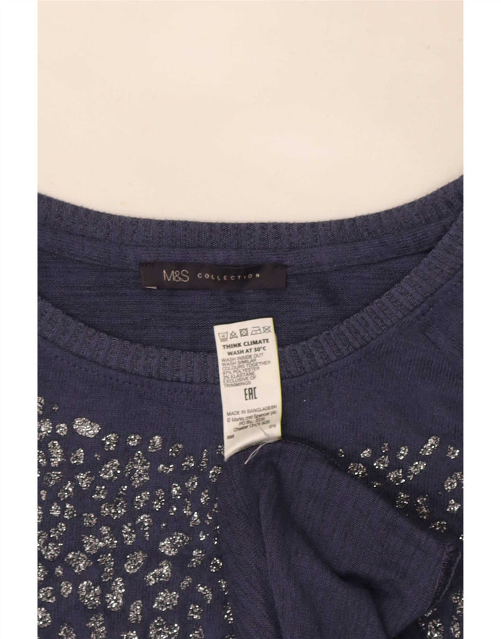 Женская туника с длинными рукавами Marks & Spencer UK 16, большой синий полиэстер