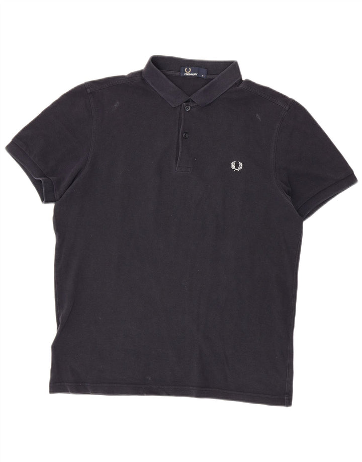 Мужская рубашка-поло Fred Perry среднего размера, темно-синяя, хлопок