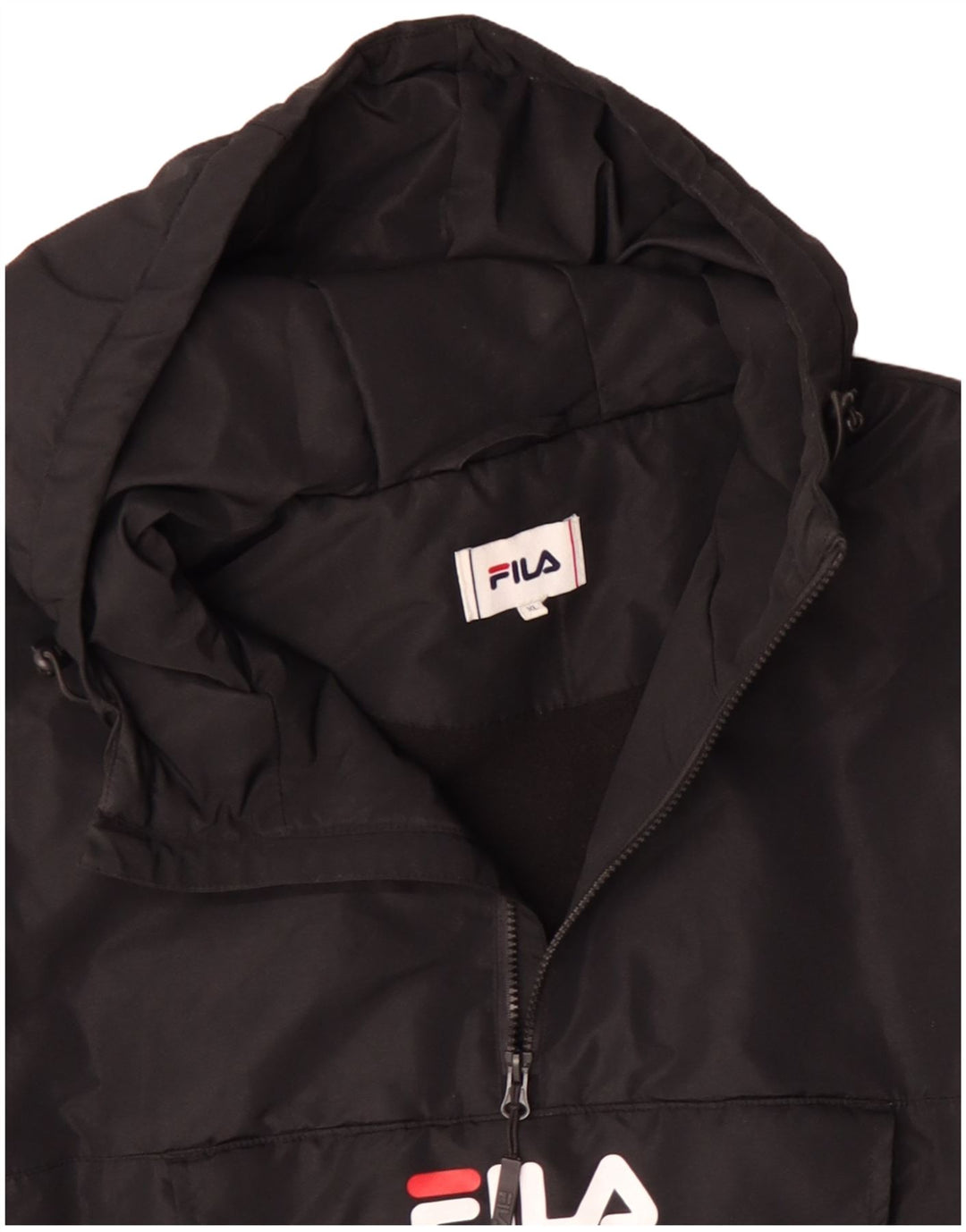 Мужской анорак с капюшоном FILA UK 42 XL, черный полиэстер