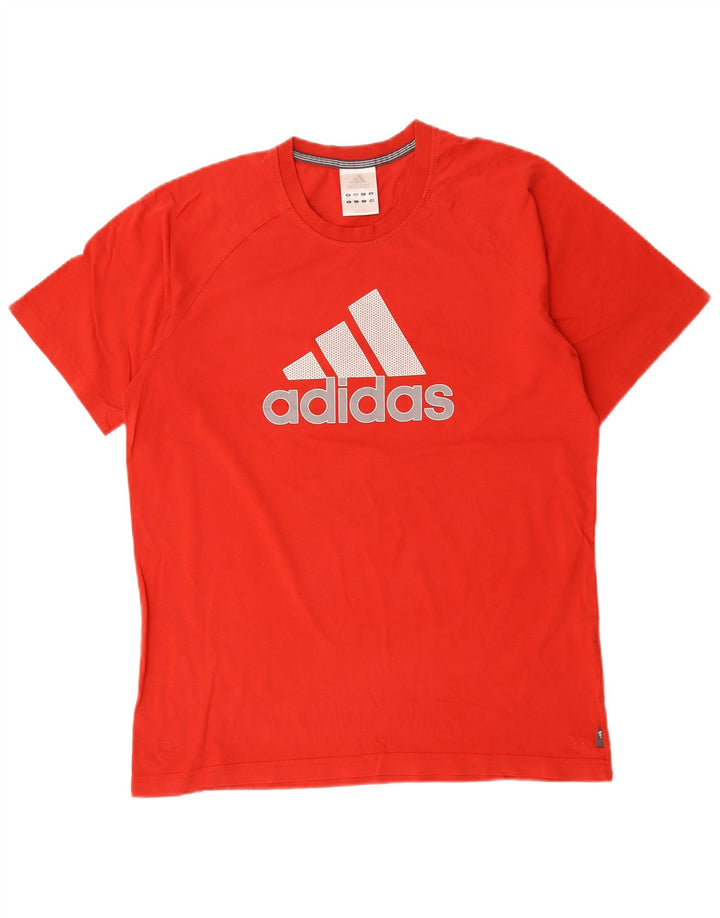 Мужская футболка Adidas с рисунком из хлопка среднего красного цвета