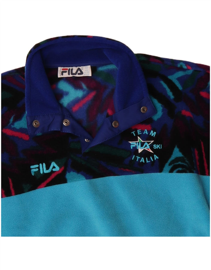 Fila Флисовый джемпер с пуговицами для мальчиков 11-12 лет Синий полиэстер с геометрическим рисунком