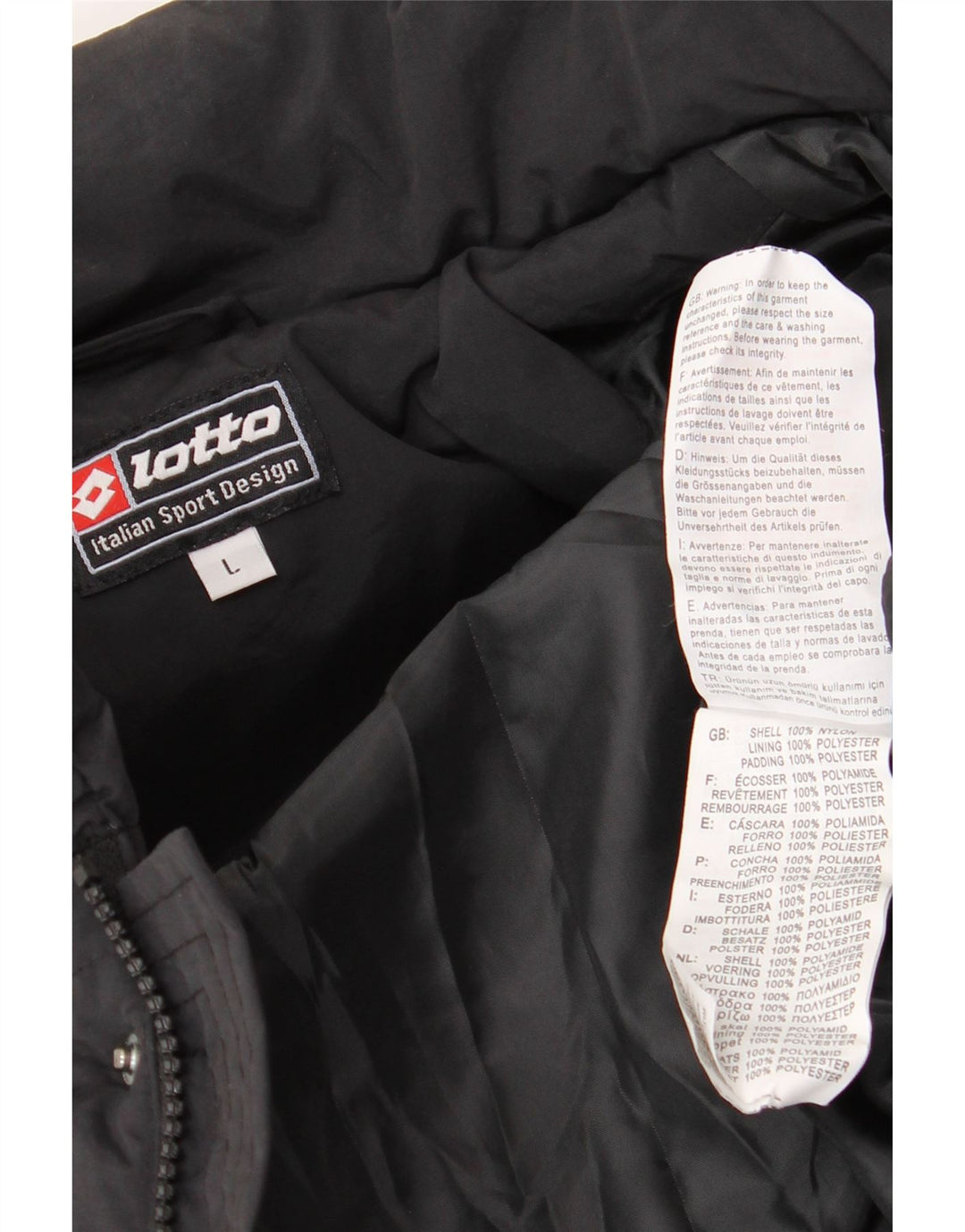 Мужская стеганая куртка LOTTO с графическим рисунком UK 40, большая, черный нейлон