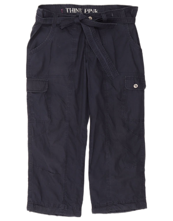 Женские прямые брюки-капри Think Pink, большие W32 L22, темно-синие