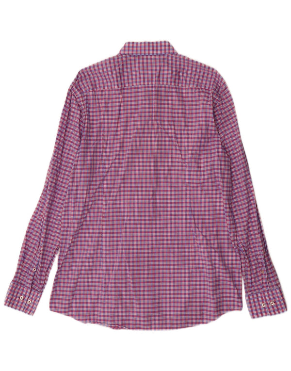 Мужская рубашка приталенного кроя Hugo Boss, размер 43 17 XL, хлопковая фиолетовая клетка