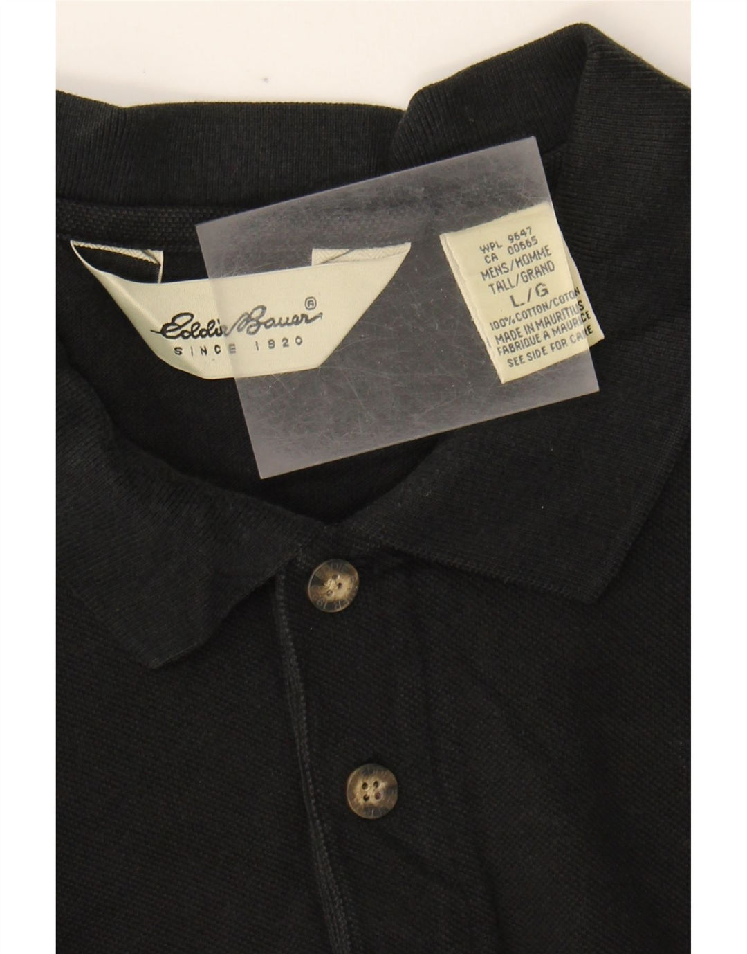 EDDIE BAUER Mens Polo Shirt Large Black Cotton Vintage Eddie Bauer and Second-Hand Eddie Bauer from Messina Hembry 