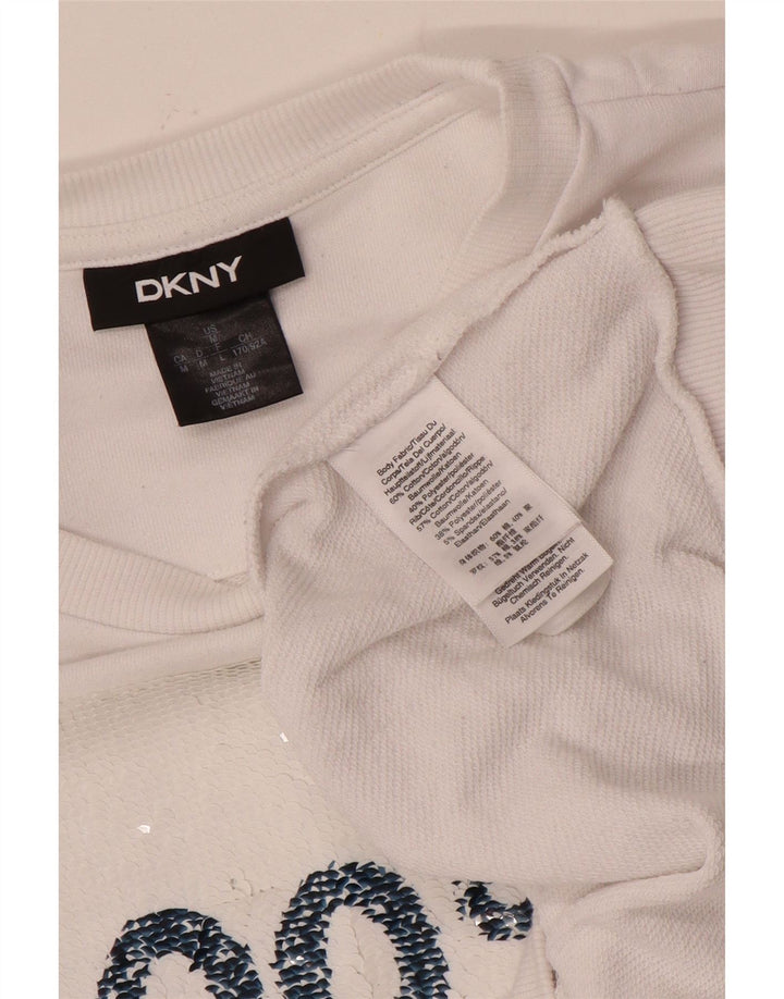 Женский свитер с рисунком Dkny UK 14, средний белый хлопок, толстовка